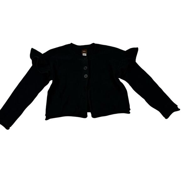 Tea Collection Black Ruffle Cardigan Sweater - Picture 1 of 5